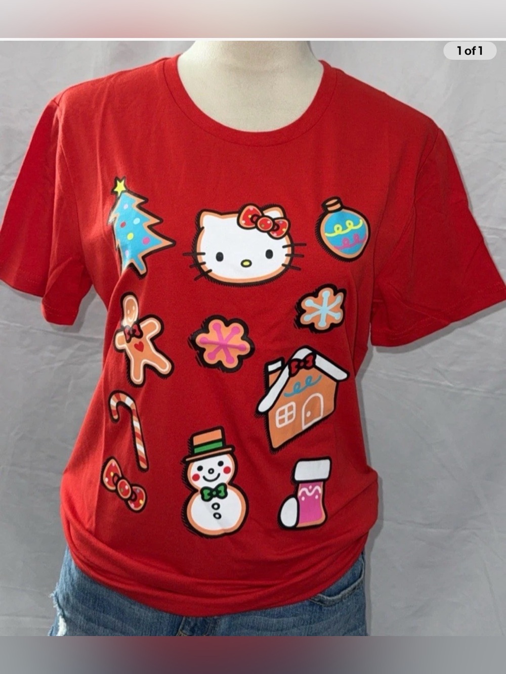 HELLO KITTY CHRISTMAS THEME by SANRIO Red Short Sleeve t-shirt Adult S NWOT
